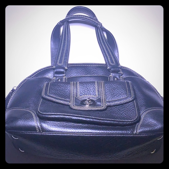 Coach- Black Pebbled Leather Hampton Doc. Satchel - Picture 2 of 4